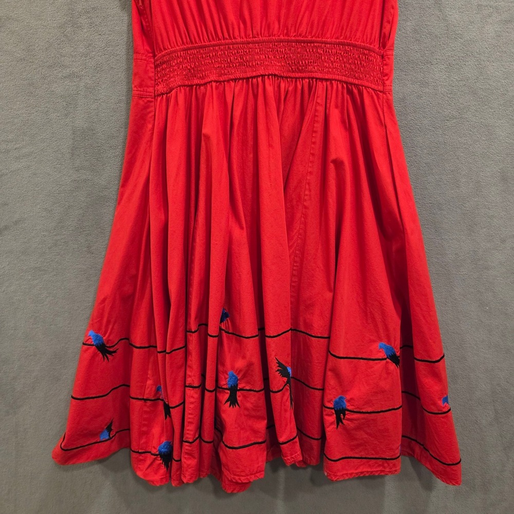eShakti Embroidered Midi Dress Women's Size 1X 16W Bird Rockabilly Pockets - Picture 10 of 16